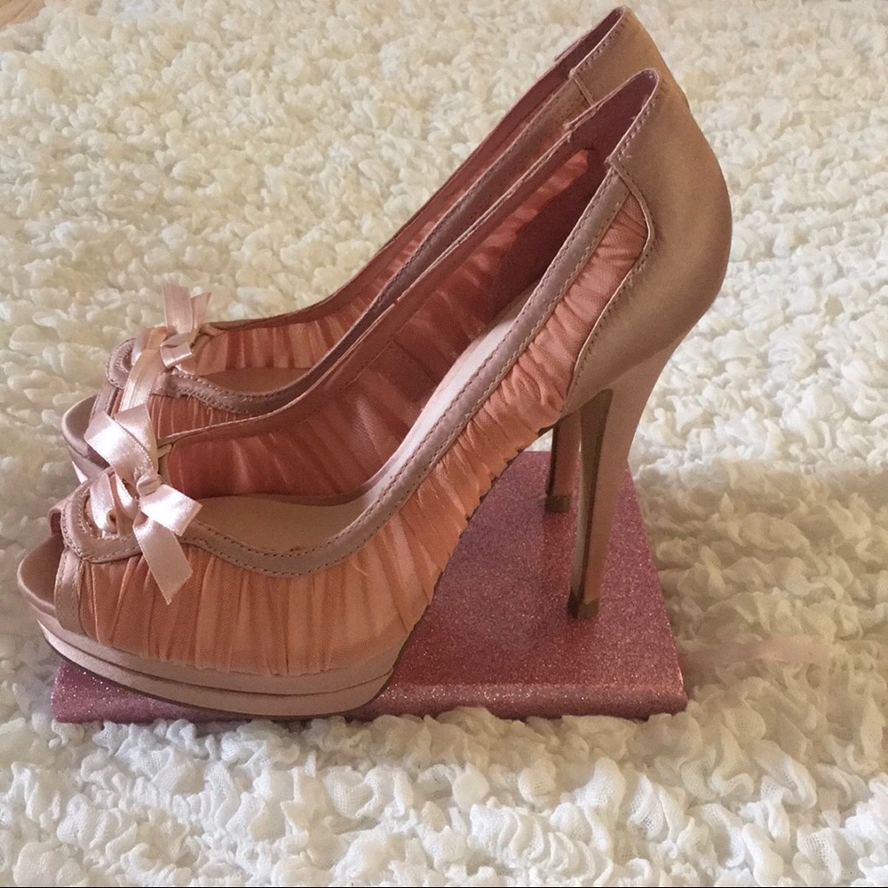 Pink Satin & Chiffon High Heels